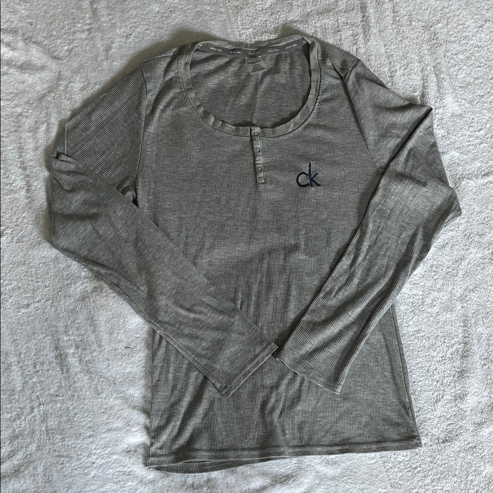 Calvin Klein Gray Top with Navy Logo
